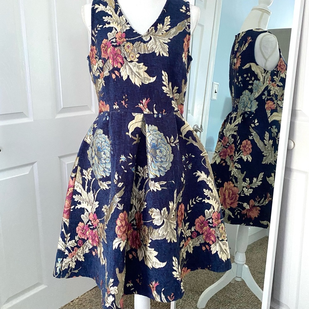 Moon Brocade Floral Dress